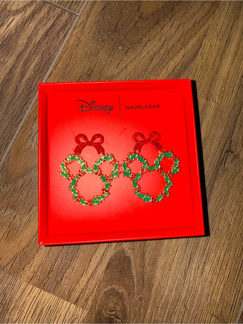 BaubleBar Green & Red Mickey Wreath Drop Earrings